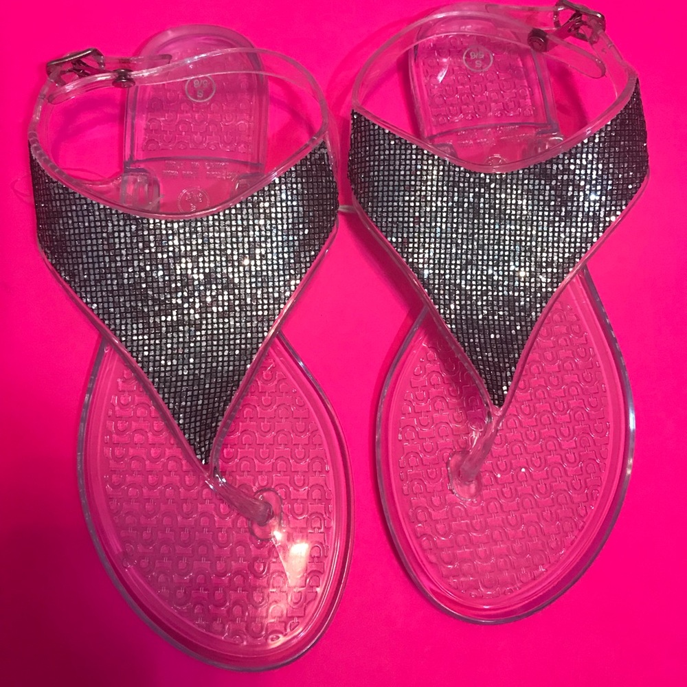 Clear jelly strap back sandals NWOT 5/6